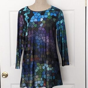 Elegant Mosaic Pattern Tunic in Blue and Purple